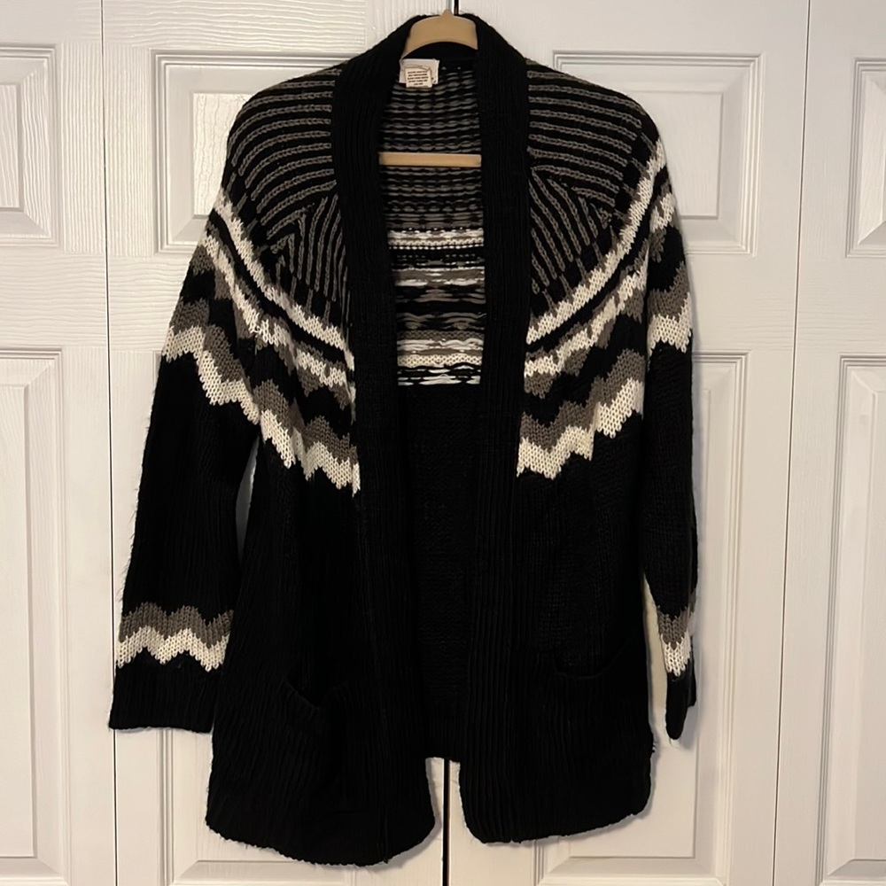 Black woven cardigan sweater